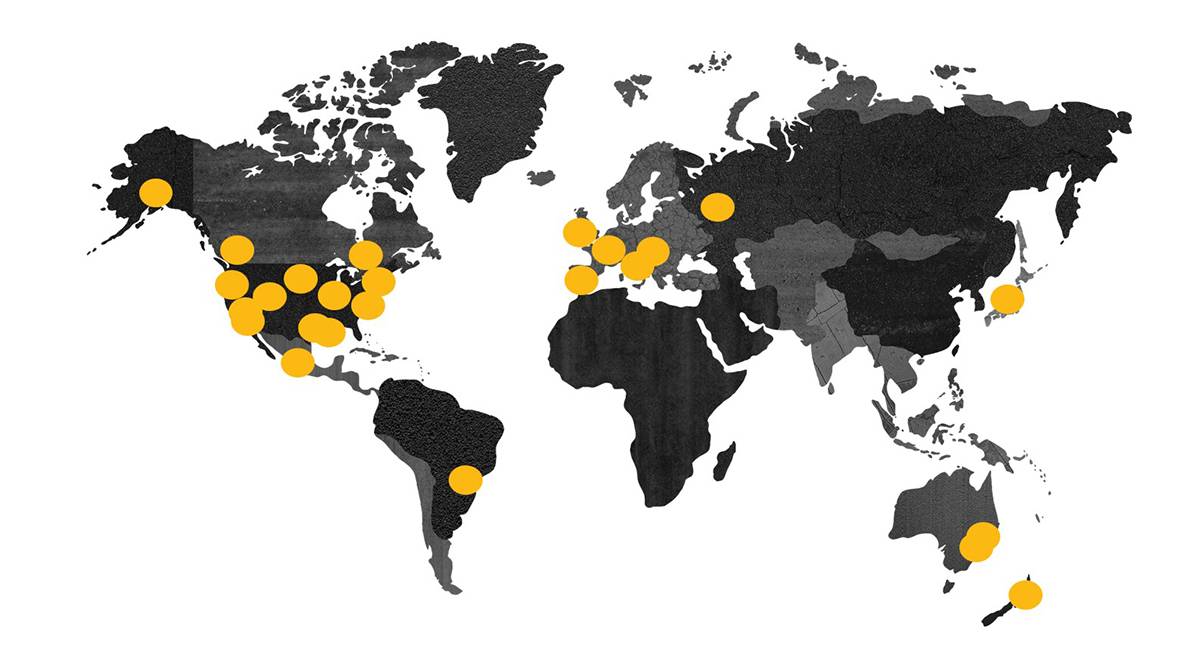 Road Zipper global project map